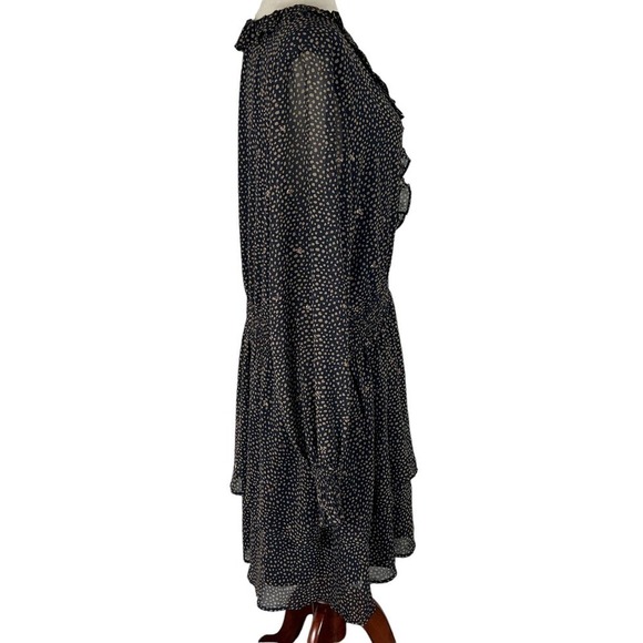 VERY J ANIMAL PRINT‎ RUFFLE V-NECK SMOCKED WAIST TIERED DRESS BLUE/GOLD 3XL NWT - Picture 10 of 15